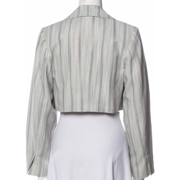 GANNI Cropped Striped Grey Blazer - Picture 4 of 9